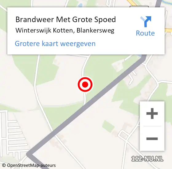Locatie op kaart van de 112 melding: Brandweer Met Grote Spoed Naar Winterswijk Kotten, Blankersweg op 15 maart 2023 21:26
