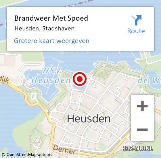 Locatie op kaart van de 112 melding: Brandweer Met Spoed Naar Heusden, Stadshaven op 16 maart 2023 01:15