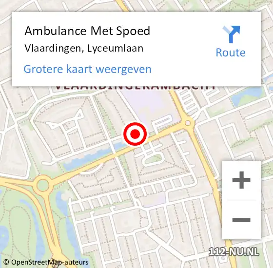 Locatie op kaart van de 112 melding: Ambulance Met Spoed Naar Vlaardingen, Lyceumlaan op 16 maart 2023 05:33