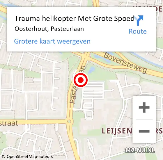 Locatie op kaart van de 112 melding: Trauma helikopter Met Grote Spoed Naar Oosterhout, Pasteurlaan op 16 maart 2023 06:09