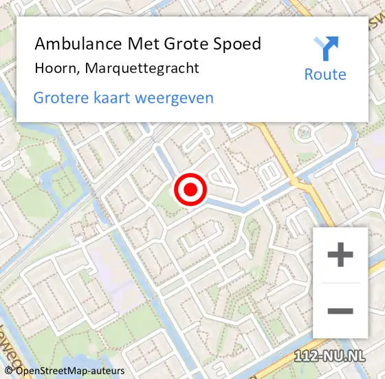 Locatie op kaart van de 112 melding: Ambulance Met Grote Spoed Naar Hoorn, Marquettegracht op 16 maart 2023 06:40
