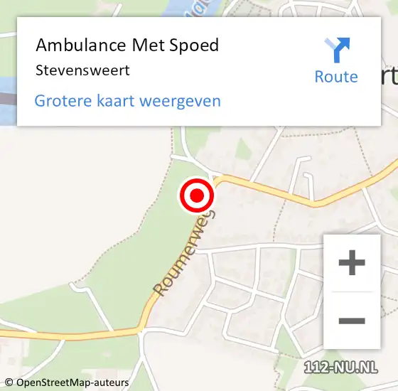 Locatie op kaart van de 112 melding: Ambulance Met Spoed Naar Stevensweert op 16 maart 2023 06:50