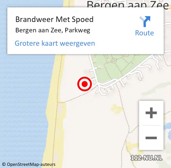 Locatie op kaart van de 112 melding: Brandweer Met Spoed Naar Bergen aan Zee, Parkweg op 16 maart 2023 09:20
