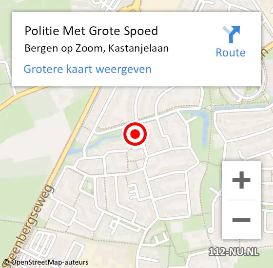 Locatie op kaart van de 112 melding: Politie Met Grote Spoed Naar Bergen op Zoom, Kastanjelaan op 16 maart 2023 09:24