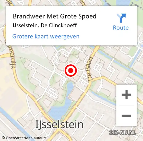 Locatie op kaart van de 112 melding: Brandweer Met Grote Spoed Naar IJsselstein, De Clinckhoeff op 16 maart 2023 09:41
