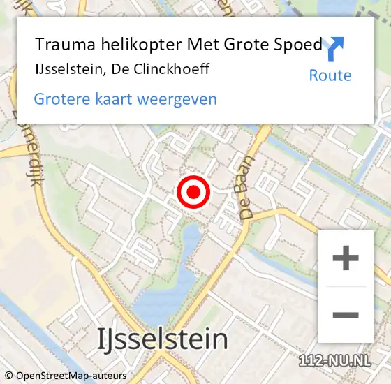 Locatie op kaart van de 112 melding: Trauma helikopter Met Grote Spoed Naar IJsselstein, De Clinckhoeff op 16 maart 2023 09:43