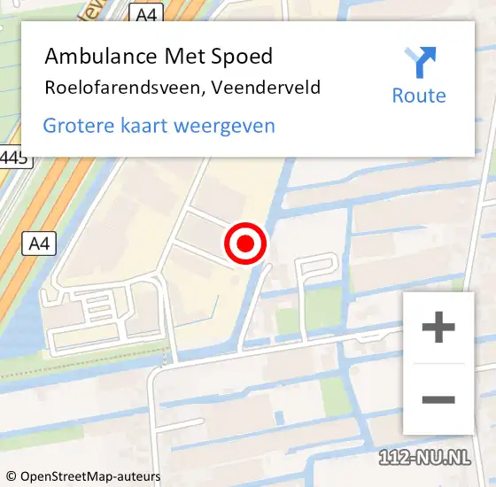 Locatie op kaart van de 112 melding: Ambulance Met Spoed Naar Roelofarendsveen, Veenderveld op 16 maart 2023 11:39