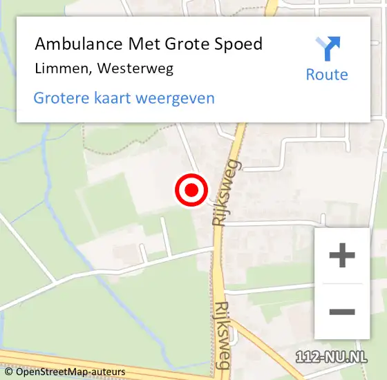 Locatie op kaart van de 112 melding: Ambulance Met Grote Spoed Naar Limmen, Westerweg op 16 maart 2023 13:05