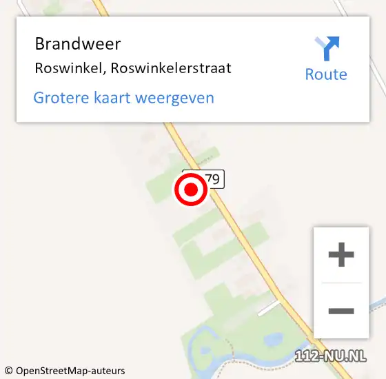 Locatie op kaart van de 112 melding: Brandweer Roswinkel, Roswinkelerstraat op 16 maart 2023 13:31