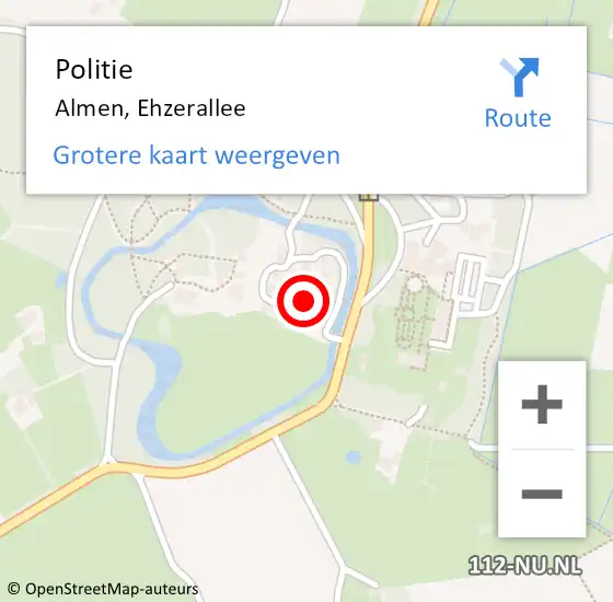 Locatie op kaart van de 112 melding: Politie Almen, Ehzerallee op 16 maart 2023 15:22