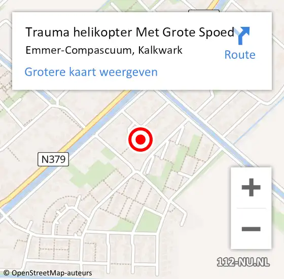 Locatie op kaart van de 112 melding: Trauma helikopter Met Grote Spoed Naar Emmer-Compascuum, Kalkwark op 16 maart 2023 15:37