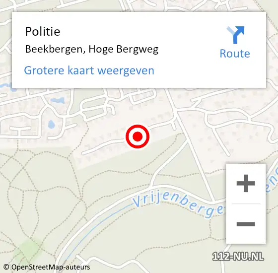 Locatie op kaart van de 112 melding: Politie Beekbergen, Hoge Bergweg op 16 maart 2023 16:07