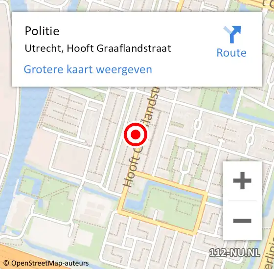 Locatie op kaart van de 112 melding: Politie Utrecht, Hooft Graaflandstraat op 16 maart 2023 16:10
