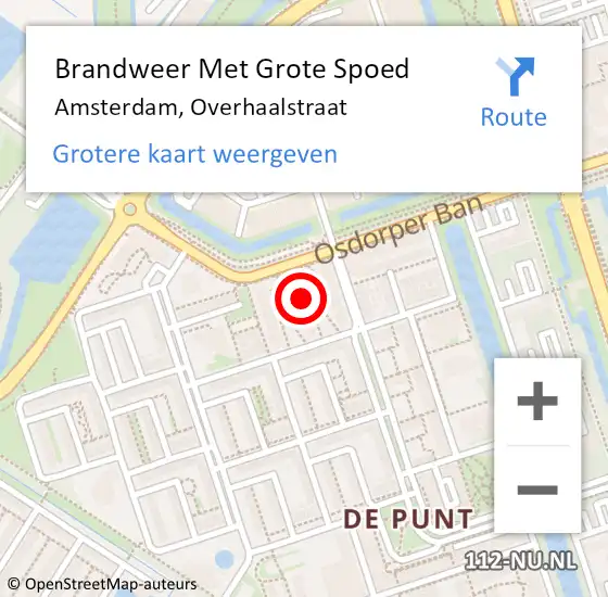 Locatie op kaart van de 112 melding: Brandweer Met Grote Spoed Naar Amsterdam, Overhaalstraat op 17 maart 2023 04:53