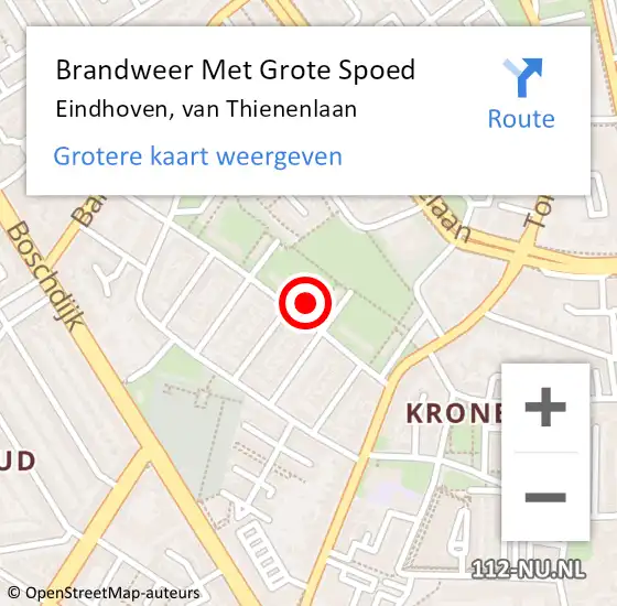 Locatie op kaart van de 112 melding: Brandweer Met Grote Spoed Naar Eindhoven, van Thienenlaan op 17 maart 2023 07:53