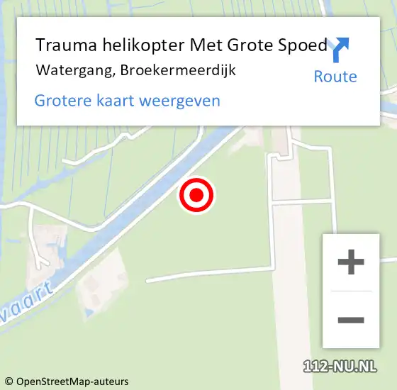 Locatie op kaart van de 112 melding: Trauma helikopter Met Grote Spoed Naar Watergang, Broekermeerdijk op 17 maart 2023 09:32