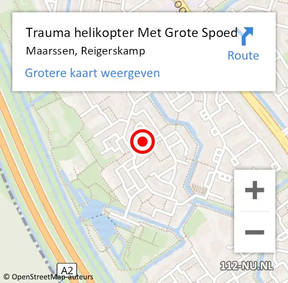 Locatie op kaart van de 112 melding: Trauma helikopter Met Grote Spoed Naar Maarssen, Reigerskamp op 17 maart 2023 11:00