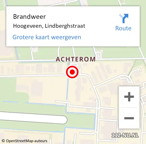 Locatie op kaart van de 112 melding: Brandweer Hoogeveen, Lindberghstraat op 17 maart 2023 11:17