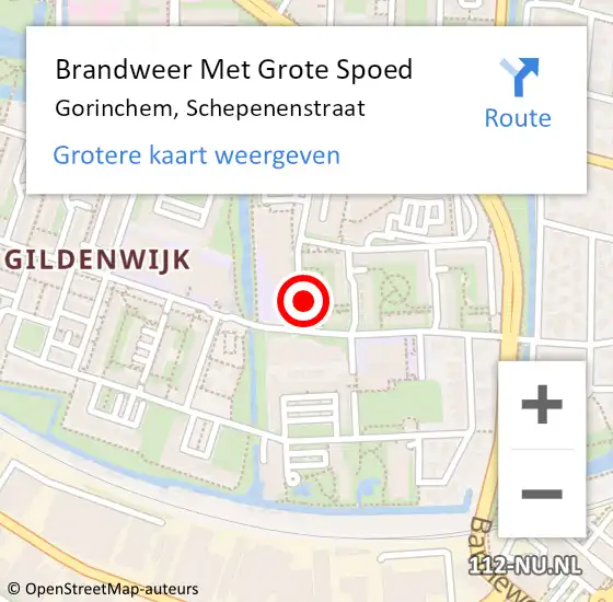 Locatie op kaart van de 112 melding: Brandweer Met Grote Spoed Naar Gorinchem, Schepenenstraat op 17 maart 2023 11:22