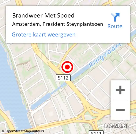 Locatie op kaart van de 112 melding: Brandweer Met Spoed Naar Amsterdam, President Steynplantsoen op 17 maart 2023 14:09
