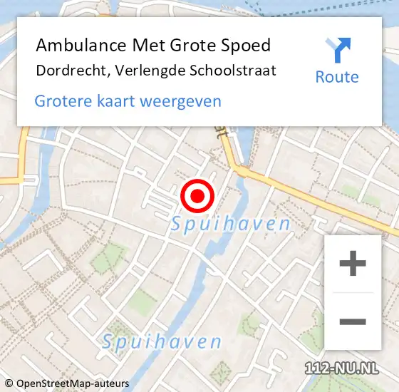 Locatie op kaart van de 112 melding: Ambulance Met Grote Spoed Naar Dordrecht, Verlengde Schoolstraat op 17 maart 2023 14:49