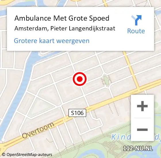 Locatie op kaart van de 112 melding: Ambulance Met Grote Spoed Naar Amsterdam, Pieter Langendijkstraat op 17 maart 2023 15:26