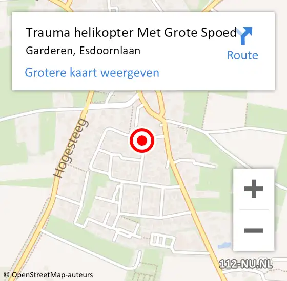 Locatie op kaart van de 112 melding: Trauma helikopter Met Grote Spoed Naar Garderen, Esdoornlaan op 17 maart 2023 15:30