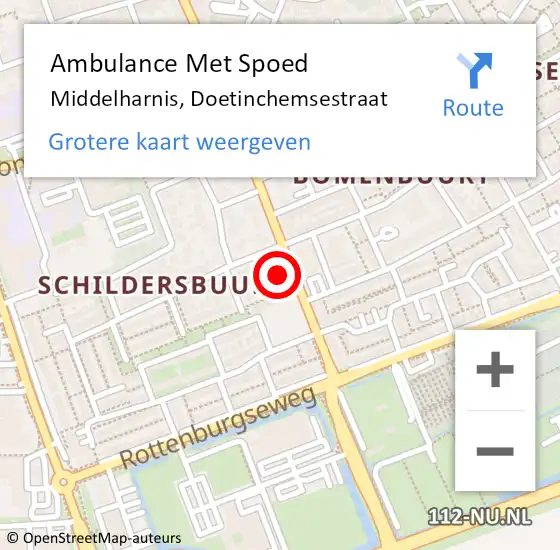 Locatie op kaart van de 112 melding: Ambulance Met Spoed Naar Middelharnis, Doetinchemsestraat op 17 maart 2023 15:36
