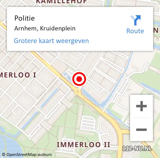 Locatie op kaart van de 112 melding: Politie Arnhem, Kruidenplein op 17 maart 2023 20:35