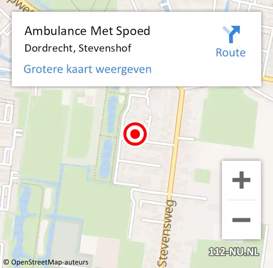 Locatie op kaart van de 112 melding: Ambulance Met Spoed Naar Dordrecht, Stevenshof op 17 maart 2023 23:00