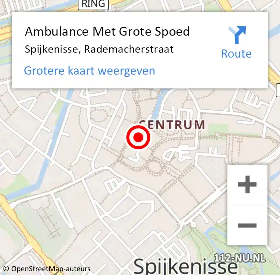 Locatie op kaart van de 112 melding: Ambulance Met Grote Spoed Naar Spijkenisse, Rademacherstraat op 18 maart 2023 04:01