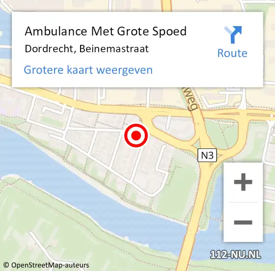 Locatie op kaart van de 112 melding: Ambulance Met Grote Spoed Naar Dordrecht, Beinemastraat op 18 maart 2023 06:33