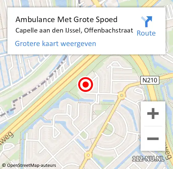 Locatie op kaart van de 112 melding: Ambulance Met Grote Spoed Naar Capelle aan den IJssel, Offenbachstraat op 18 maart 2023 08:18