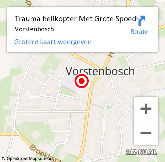 Locatie op kaart van de 112 melding: Trauma helikopter Met Grote Spoed Naar Vorstenbosch op 18 maart 2023 11:08