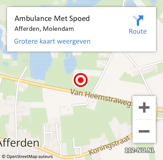 Locatie op kaart van de 112 melding: Ambulance Met Spoed Naar Afferden, Molendam op 19 augustus 2014 11:35