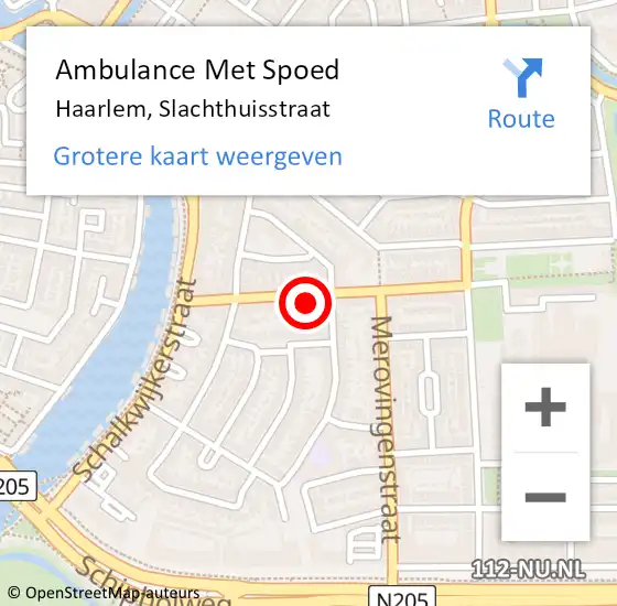 Locatie op kaart van de 112 melding: Ambulance Met Spoed Naar Haarlem, Slachthuisstraat op 18 maart 2023 12:24