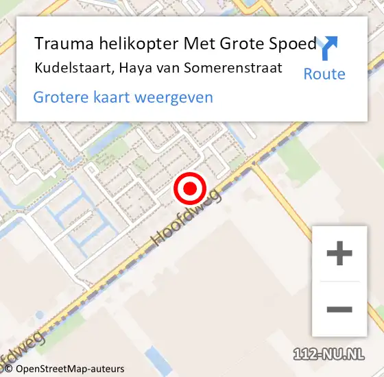 Locatie op kaart van de 112 melding: Trauma helikopter Met Grote Spoed Naar Kudelstaart, Haya van Somerenstraat op 18 maart 2023 15:52