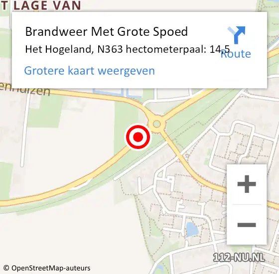 Locatie op kaart van de 112 melding: Brandweer Met Grote Spoed Naar Het Hogeland, N363 hectometerpaal: 14,5 op 18 maart 2023 16:07