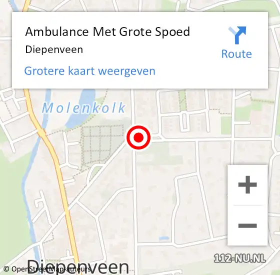 Locatie op kaart van de 112 melding: Ambulance Met Grote Spoed Naar Diepenveen op 18 maart 2023 19:14