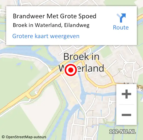 Locatie op kaart van de 112 melding: Brandweer Met Grote Spoed Naar Broek in Waterland, Eilandweg op 18 maart 2023 19:54
