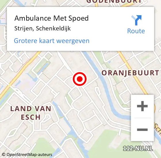 Locatie op kaart van de 112 melding: Ambulance Met Spoed Naar Strijen, Schenkeldijk op 18 maart 2023 23:17
