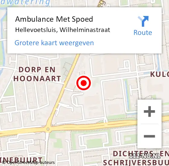 Locatie op kaart van de 112 melding: Ambulance Met Spoed Naar Hellevoetsluis, Wilhelminastraat op 19 maart 2023 02:17