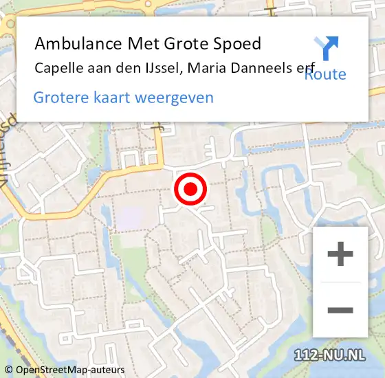 Locatie op kaart van de 112 melding: Ambulance Met Grote Spoed Naar Capelle aan den IJssel, Maria Danneels erf op 19 maart 2023 04:43