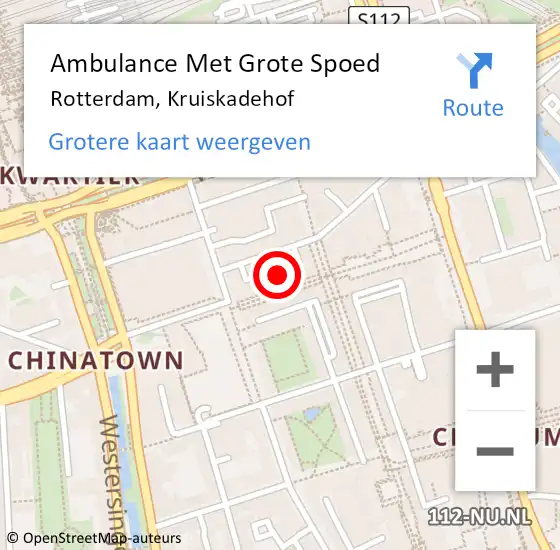 Locatie op kaart van de 112 melding: Ambulance Met Grote Spoed Naar Rotterdam, Kruiskadehof op 19 maart 2023 05:46