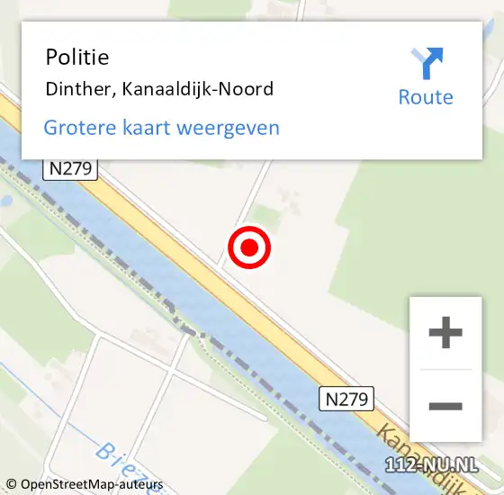 Locatie op kaart van de 112 melding: Politie Heeswijk, Kanaaldijk-Noord op 19 maart 2023 06:12