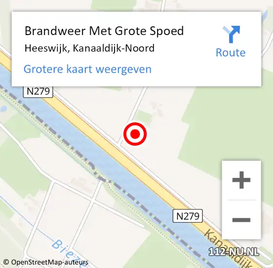 Locatie op kaart van de 112 melding: Brandweer Met Grote Spoed Naar Heeswijk, Kanaaldijk-Noord op 19 maart 2023 06:12