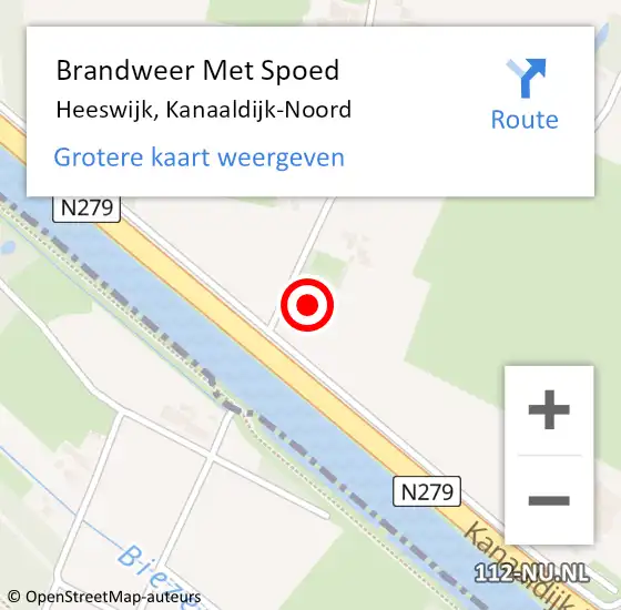 Locatie op kaart van de 112 melding: Brandweer Met Spoed Naar Heeswijk, Kanaaldijk-Noord op 19 maart 2023 06:13