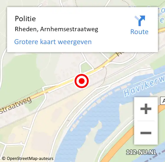 Locatie op kaart van de 112 melding: Politie Rheden, Arnhemsestraatweg op 19 maart 2023 12:28