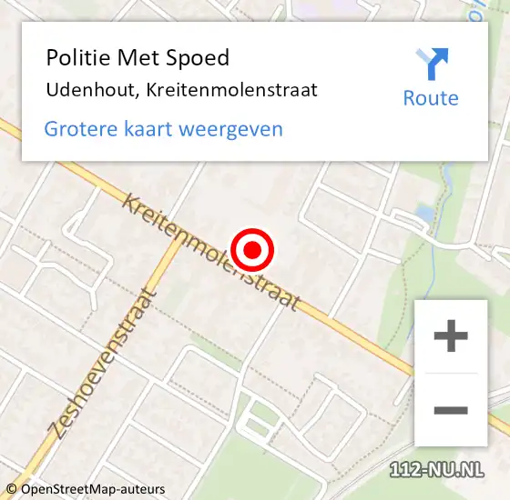 Locatie op kaart van de 112 melding: Politie Met Spoed Naar Udenhout, Kreitenmolenstraat op 19 maart 2023 14:57