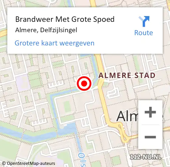 Locatie op kaart van de 112 melding: Brandweer Met Grote Spoed Naar Almere, Delfzijlsingel op 19 maart 2023 17:34